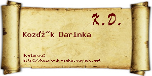 Kozák Darinka névjegykártya